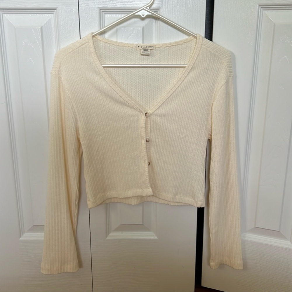 Billabong Women's Cream Ribbed Button-Up Top